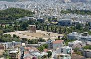 Blick von der Akropolis auf Athen, auf den Tempel des Olympischen Zeus